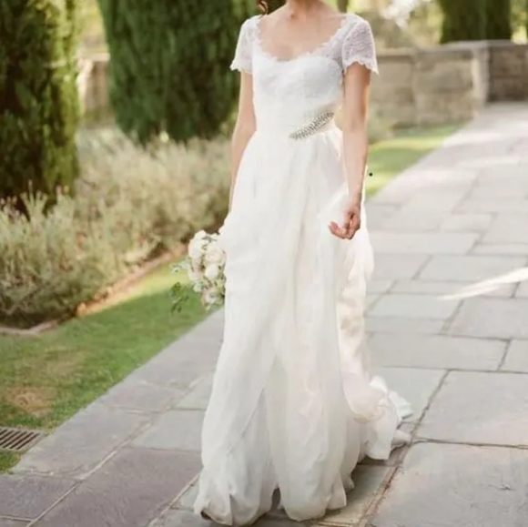 CUSTOM Wedding Gown 2 Whimsical Lace Applicae Flowy - Picture 14 of 16